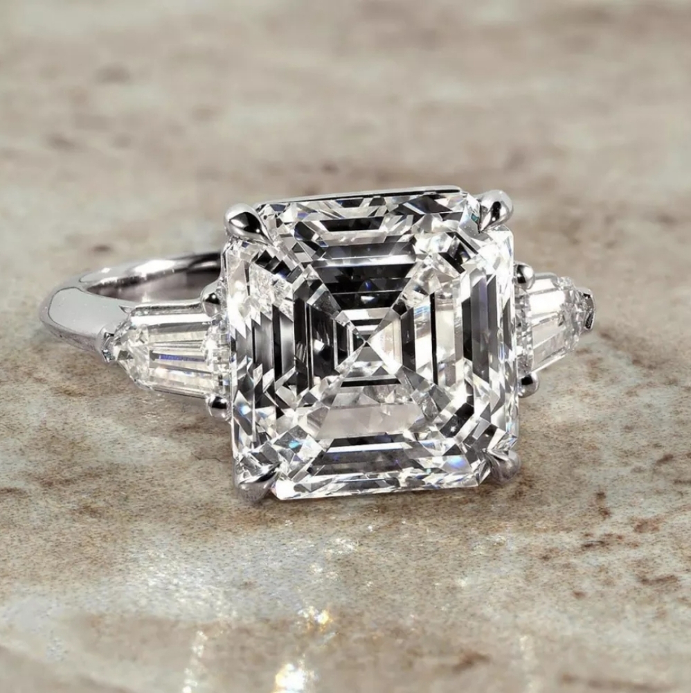 NEW Stunning 5 Ct Asscher Cut Three Stone Womens Engagement Wedding Band Ring 💍 - Picture 6 of 13